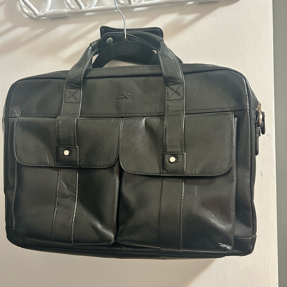 Venezia Black Leather Men's Briefcase